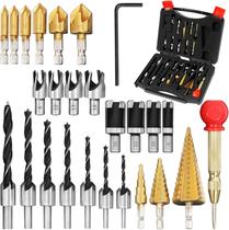 Conjunto de ferramentas para carpintaria LAMPTOP, pacote com 26 brocas escareadas