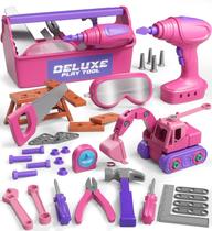 Conjunto de ferramentas para crianças Lehoo Castle Electric Drill Pink para 3-5 anos