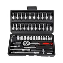 Conjunto De Ferramentas Para Manutenção De Veículos Com 46 Peças, Chave De Catraca E Soquetes Conjunto De Ferramentas Para Manutenção De Veículos Com 46 Peças, Chave De Catraca E Soquetes