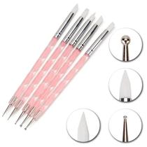Conjunto De Ferramentas Para Nail Art Em Acrílico E Silicone Com 5 Peças, Canetas De Pintura Em Aço Conjunto De Ferramentas Para Nail Art Em Acrílico E Silicone Com 5 Peças, Canetas De Pintura Em Aço