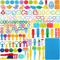 Conjunto de ferramentas Playdough Oun Nana 144 unidades para crianças com bolsa de armazenamento