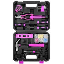 Conjunto de ferramentas SOLUDE, kit doméstico rosa de 102 peças com estojo