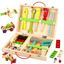 Conjunto de ferramentas TONZE Wooden Toddler Montessori Toys 34 unidades de 3-4 anos