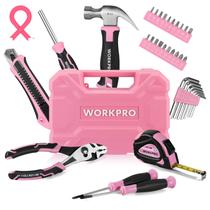 Conjunto de ferramentas WORKPRO de 35 peças rosa com caixa de ferramentas de armazenamento