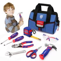 Conjunto de ferramentas WORKPRO Kids Real Hand 9 peças com bolsa de armazenamento azul