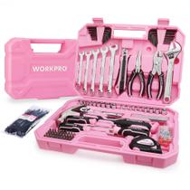 Conjunto de ferramentas WORKPRO Pink 284PCS com caixa de ferramentas para reparo doméstico