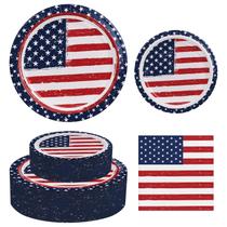 Conjunto de festa de 4 de julho: pratos e guardanapos de papel, 150 unidades Conjunto de festa de 4 de julho: pratos e guardanapos de papel, 150 unidades