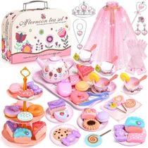 Conjunto de festa de chá Aojieni Princess Dress Up 63 unidades para meninas de 3 a 8