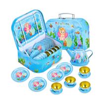 Conjunto de festa de chá Fairy Toona Mermaid de 15 peças para meninas de 3 a 6 anos