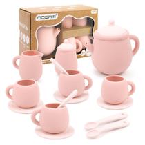 Conjunto de festa de chá MCGMITT de silicone para crianças pequenas com bule e xícaras Conjunto de festa de chá MCGMITT de silicone para crianças pequenas com bule e xícaras