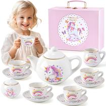 Conjunto de festa de chá TUZT Porcelain Unicorn 13 unidades para meninas de 3 a 5 anos