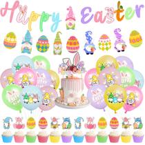 Conjunto de festa de Páscoa Bunny Latex Balloon Banner, 32 peças de cobertura de cupcake Conjunto de festa de Páscoa Bunny Latex Balloon Banner, 32 peças de cobertura de cupcake