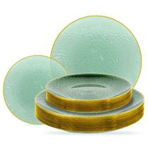 Conjunto de festa descartável Lullaby, 60 peças, pratos de plástico verde, 25 cm/19 cm