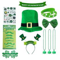 Conjunto de festa St. Patrick's com óculos e acessórios Shamrock