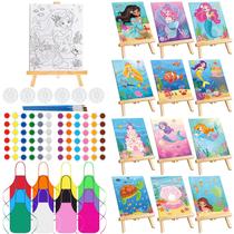 Conjunto de festas de pintura Ireer Kids Sip & Paint com tela e avental Conjunto de festas de pintura Ireer Kids Sip & Paint com tela e avental