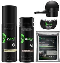 Conjunto de fibras para construção de cabelo USTAR 5 em 1 para queda de cabelo