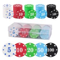 Conjunto de fichas de pôquer sharkplay com 100 peças de plástico e caixa de armazenamento Conjunto de fichas de pôquer sharkplay com 100 peças de plástico e caixa de armazenamento