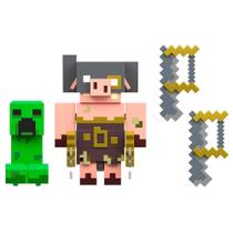 Conjunto de Figuras Articuladas - Creeper Vs. Piglin Bruiser - Minecraft - Legends - Mattel