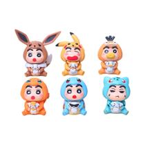 Conjunto De Figuras De Ação Crayon Shin-chan Pokemon 6 Peças Psyduck Pikachu Eevee Charmander Conjunto De Figuras De Ação Crayon Shin-chan Pokemon 6 Peças Psyduck Pikachu Eevee Charmander