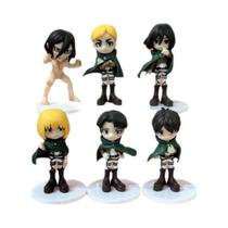 Conjunto De Figuras De Ação Do Anime Attack on Titan 6 Peças Eren Levi Hange Zoe Erwin Mikasa Modelo
