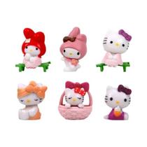 Conjunto De Figuras De Ação Hello Kitty 6 Peças 5 Cm Boneca Sanrio Decoração De Bolo Brinquedo De