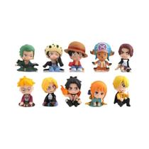 Conjunto De Figuras De Ação Kawaii Anime One Piece 10 Peças Luffy Roronoa Zoro 4cm Modelo De PVC