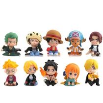 Conjunto De Figuras De Ação Kawaii Anime One Piece 10pcs Luffy Roronoa Zoro 4cm Modelo De PVC