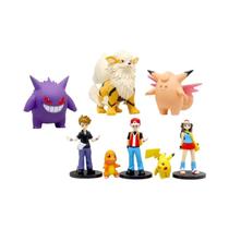 Conjunto De Figuras De Ação Pokémon Pikachu Charizard Gengar Vermelho 8 Peças PVC 4-9cm Brinquedos