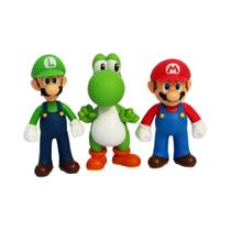 Conjunto de Figuras de Ação Super Mario Bros - Luigi, Yoshi, Donkey Kong e Cogumelo (10-14cm)