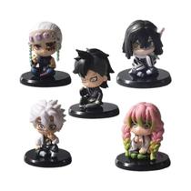 Conjunto de figuras de ação Tanjiro Inosuke Zenitsu Q versão Demon Slayer 5 peças 4-5 cm brinquedos