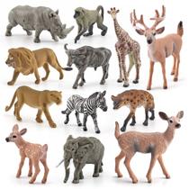 Conjunto de figuras de animais selvagens, 12 peças de PVC, realista, educacional Conjunto de figuras de animais selvagens, 12 peças de PVC, realista, educacional