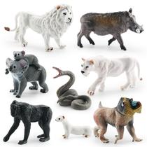 Conjunto de figuras de animais selvagens, 8 peças de brinquedos realistas de vida selvagem em PVC Conjunto de figuras de animais selvagens, 8 peças de brinquedos realistas de vida selvagem em PVC