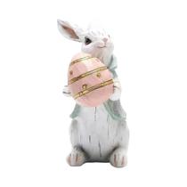 Conjunto De Figuras De Coelhos Da Páscoa Pintadas À Mão Com Cenouras E Ovos, Decorações De Coelhos Conjunto De Figuras De Coelhos Da Páscoa Pintadas À Mão Com Cenouras E Ovos, Decorações De Coelhos