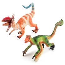 Conjunto de figuras de dinossauros: lagarto de crista dupla e dromeossauro do Arizona Conjunto de figuras de dinossauros: lagarto de crista dupla e dromeossauro do Arizona
