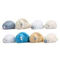 Conjunto de figuras de escultura Seal para decoração de jardim Mini Resin Sea