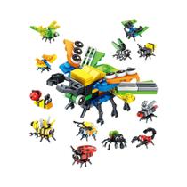 Conjunto De Figuras De Insetos E Animais Divertidos Para Meninos, Mini Blocos De Construção,