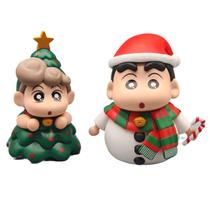 Conjunto de figuras de Natal Crayon Shin-chan Snowman & Tree PVC Conjunto de figuras de Natal Crayon Shin-chan Snowman & Tree PVC