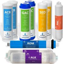 Conjunto de filtros de reposição para sistema RO alcalino de água expressa