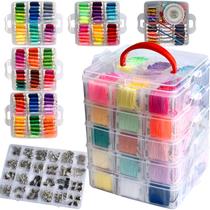 Conjunto de fio dental para bordar QCZKB 301 com caixa transparente de 5 camadas Conjunto de fio dental para bordar QCZKB 301 com caixa transparente de 5 camadas