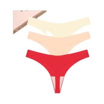 Conjunto De Fio Dental Sem Costura De Cintura Baixa De 3 Lingerie Sexy Com Costas Em T Calcinha De