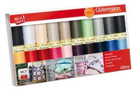 Conjunto de fios Gütermann Sew-All, pacote de 100 m com 20 cores variadas Conjunto de fios Gütermann Sew-All, pacote de 100 m com 20 cores variadas
