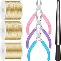 Conjunto de fios para joias artesanais Ferraycle Aluminium com alicate e tamanho de anel Conjunto de fios para joias artesanais Ferraycle Aluminium com alicate e tamanho de anel