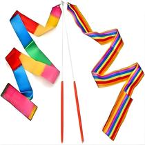 Conjunto De Fitas De Dança Arco-íris Para Crianças, 2 Peças, Streamer De Ginástica Rítmica Com