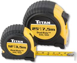 Conjunto de Fitas Métricas Titan 10903 (3,6m e 7,6m) com Régua Dupla Conjunto de Fitas Métricas Titan 10903 (3,6m e 7,6m) com Régua Dupla