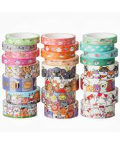 Conjunto de fitas Washi Mr. Pen Cute para registrar no diário 24 rolos de 3 m/rolo Conjunto de fitas Washi Mr. Pen Cute para registrar no diário 24 rolos de 3 m/rolo