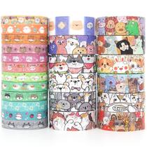 Conjunto de fitas Washi WAPETASHI Cute 24 Rolls Animals Gold Foil Conjunto de fitas Washi WAPETASHI Cute 24 Rolls Animals Gold Foil