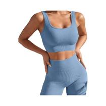 Conjunto De Fitness De Ioga Feminino De Cintura Alta Sem Costura Secagem Rápida Absorção De Umidade