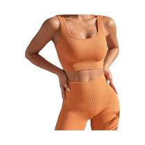 Conjunto De Fitness De Ioga Feminino De Cintura Alta Sem Costura Secagem Rápida Absorção De Umidade