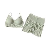 Conjunto De Fitness Feminino Com Cores Contrastantes, Sutiã Absorvente De Impacto, Calças De Yoga