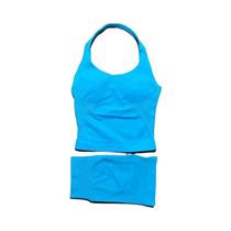 Conjunto De Fitness Feminino: Top Halter Longline Antichoque E Shorts Scrunch Com Alças Para Treino